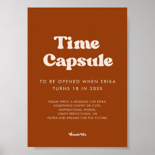 Affiche Stylish Orange Time capsule 1er Anniversaire signe