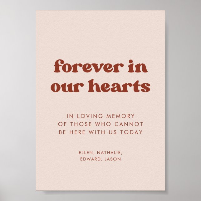 Affiche Stylish Peach Pink Forever dans nos coeurs signe (Devant)