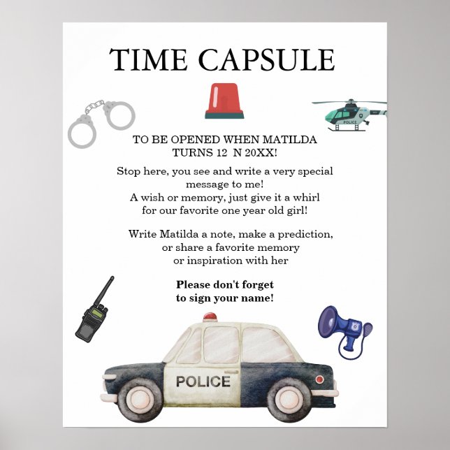 Affiche Stylish Police Kids Birthday  (Devant)