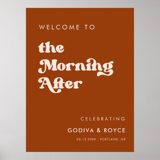 Affiche Stylish rétro Burnt Orange Morning After Welcome (Devant)