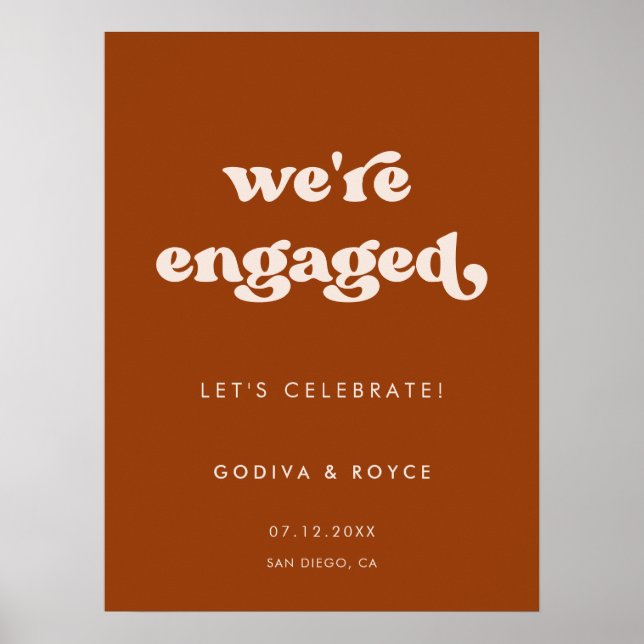 Affiche Stylish retro Burnt Orange Nous sommes engagés (Devant)