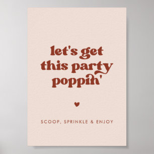 Affiche Stylish rétro rose Faisons un poppin de cette fête