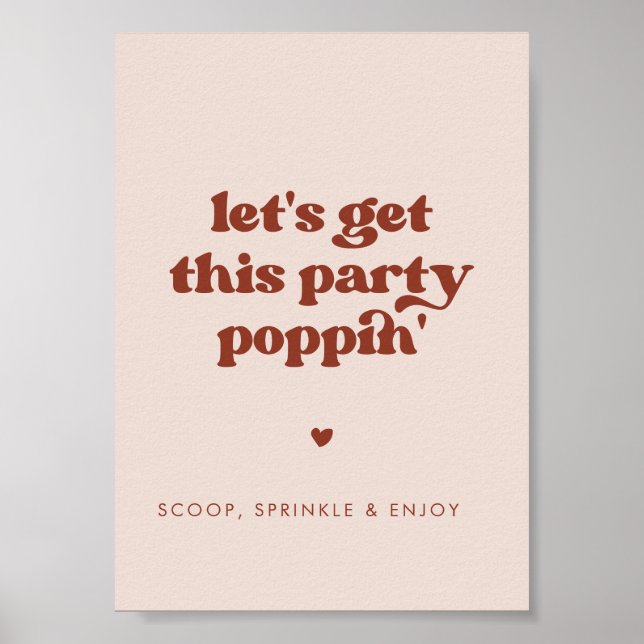 Affiche Stylish rétro rose Faisons un poppin de cette fête (Devant)