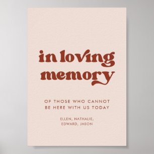 Affiche Stylish rétro rose In love memory mariage signe