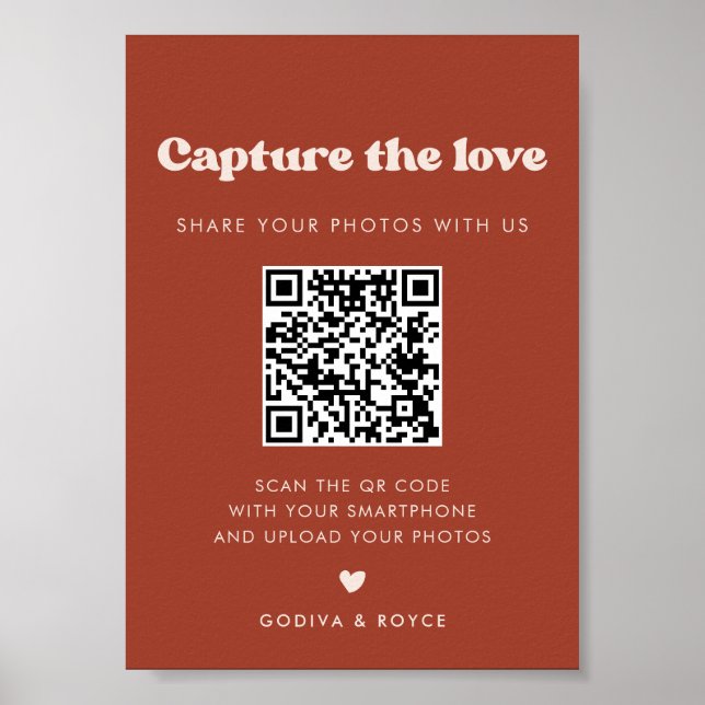 Affiche Stylish retro Terracotta Capturez le signe d'amour (Devant)
