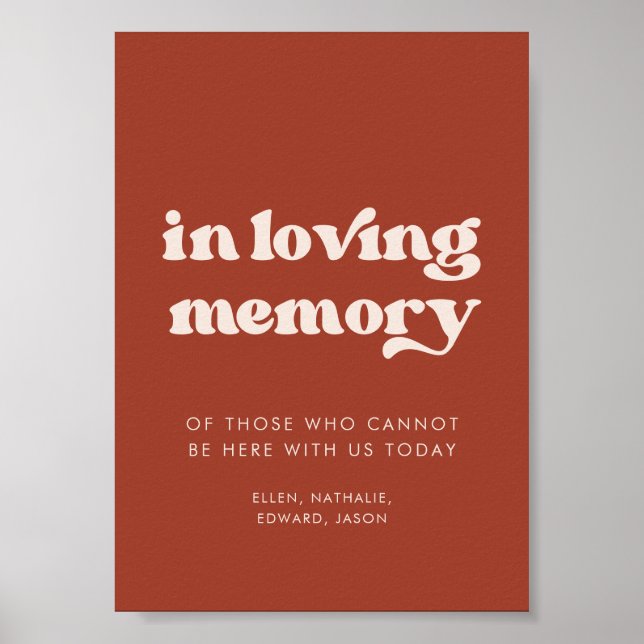Affiche Stylish rétro Terracotta In love memory sign (Devant)