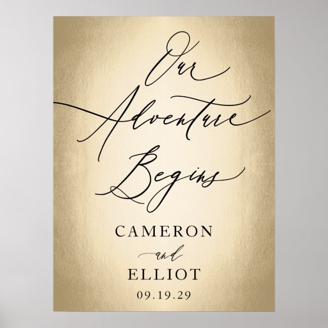 Affiche Stylish Script Our Adventure Begins Wedding Sign (Devant)