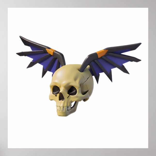 Affiche Stylized Skull with Angular Colorful Wings (Devant)