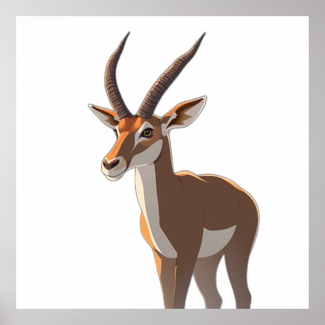 Affiche Stylized Springbok Antelope Full Body Illustration (Devant)