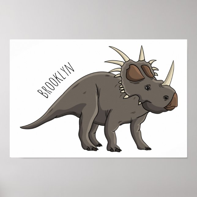 Affiche Styracosaurus cartoon illustration  (Devant)