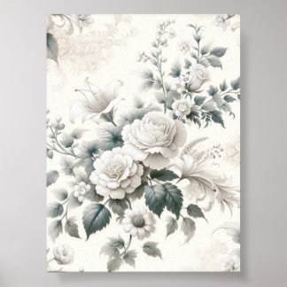 Affiche Sublimation vintage du modèle floral neutre