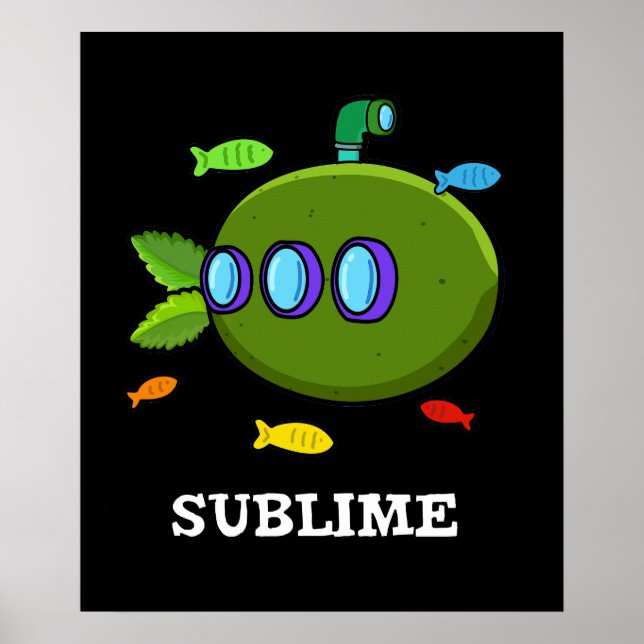 Affiche Sublime Funky Sous-marin Fruit Lime Pun Dark BG (Devant)