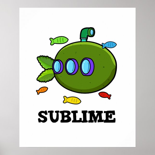 Affiche Sublime Funny Sous-marin Fruit Lime Pun (Devant)