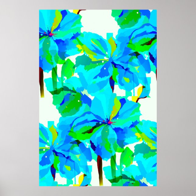Affiche Sublime Himalaya Poppy Aqua Green Floral (Devant)