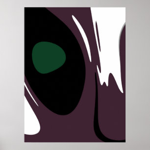 Affiche Submersion : Noir Abstrait, Blanc, Violet & Vert