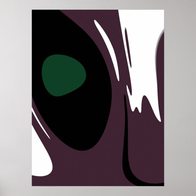 Affiche Submersion : Noir Abstrait, Blanc, Violet & Vert (Devant)