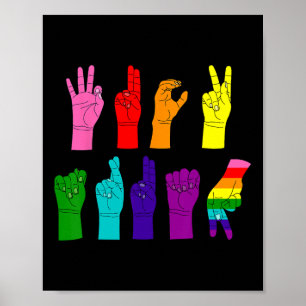 Affiche Subtil Anti-Trump Asl Langue Des Signes Lgbtq+ Rés