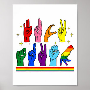 Affiche Subtil Anti-Trump Asl Langue Des Signes Lgbtq+ Rés