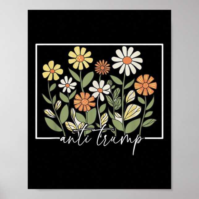 Affiche Subtil démocrate de la fleur florale anti-Trump (Devant)