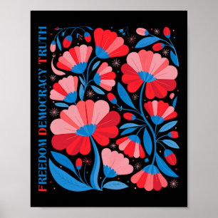 Affiche Subtil Liberté Démocratie Vérité Boho Floral 4 Jui