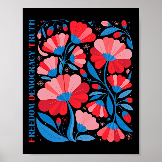 Affiche Subtil Liberté Démocratie Vérité Boho Floral 4 Jui (Devant)