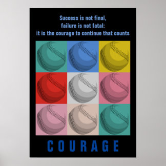 Affiche Succès Courage Baseball Inspiration