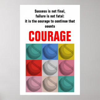 Affiche Succès Courage Baseball Inspiration