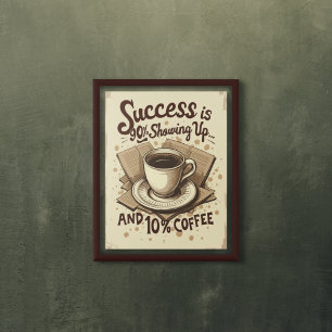 Affiche Succès et café - Drôle motif Vintage