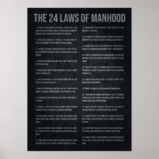 Affiche Success Motivation - 24 Laws Of Manhood (Devant)