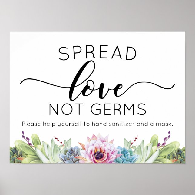 Affiche Succulent Aquarelle Répendez l'Amour Pas les Germe (Devant)