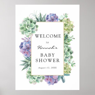 Affiche Succulent Baby Shower Welcome Sign