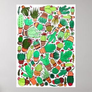 Affiche Succulent Cactus Pots Plante Vert Cactus Jardin