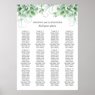 Affiche Succulentes aquarelle. Plan de table de mariage de