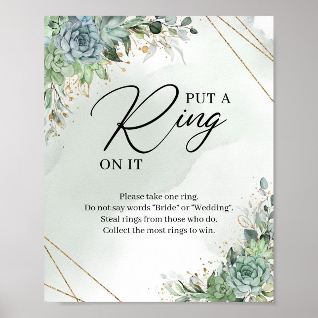 Affiche Succulentes feuillage vert Mets-lui une bague au d (Devant)