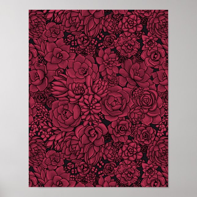 Affiche Succulents à Viva Magenta- Couleur de l'année 2023 (Devant)