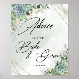 Affiche Succulents Advice for the bride and groom sign