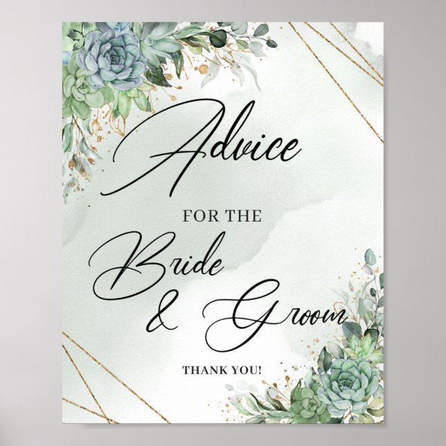 Affiche Succulents Advice for the bride and groom sign (Devant)