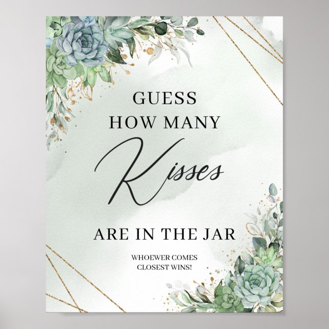 Affiche Succulents Devinez combien de baisers sont dans le (Devant)