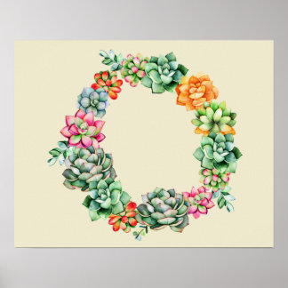 Affiche Succulents du désert Wreath