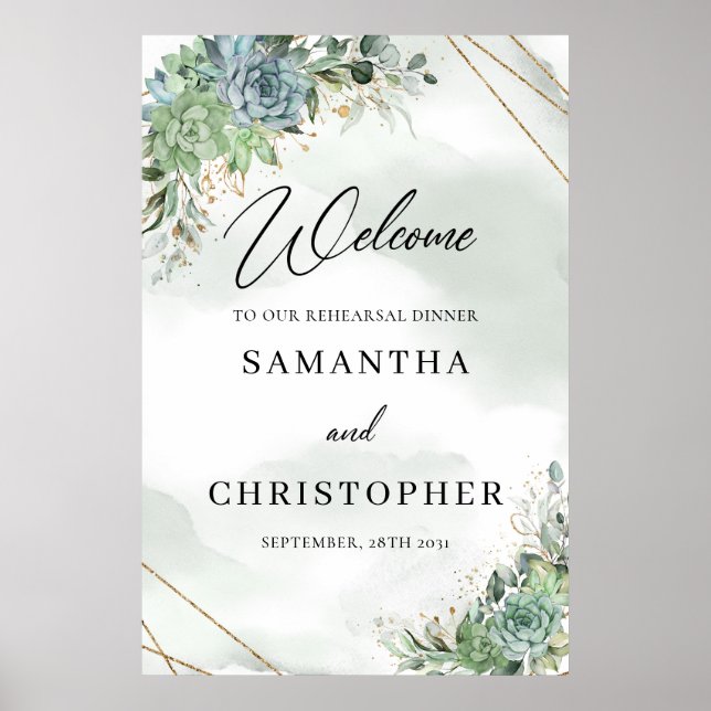 Affiche Succulents eucalyptus Bienvenue au signe de répéti (Devant)