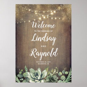 Affiche Succulents Mariage campagnard rustique Accueil