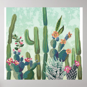 Affiche Succulents mignons : Motif de cactus Vintage