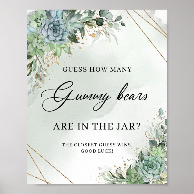 Affiche Succulents verdure Devinez Combien de Gummy Ours (Devant)