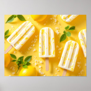 Affiche Sucette au Citron Motif de Nourriture d'Été Jaune
