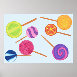 Affiche Sucettes Colorées Multicolores Choisissez la Coule