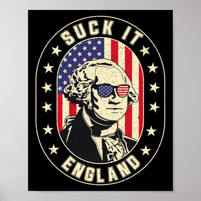 Affiche Suck It Angleterre George Washington 1776 États-Un (Devant)