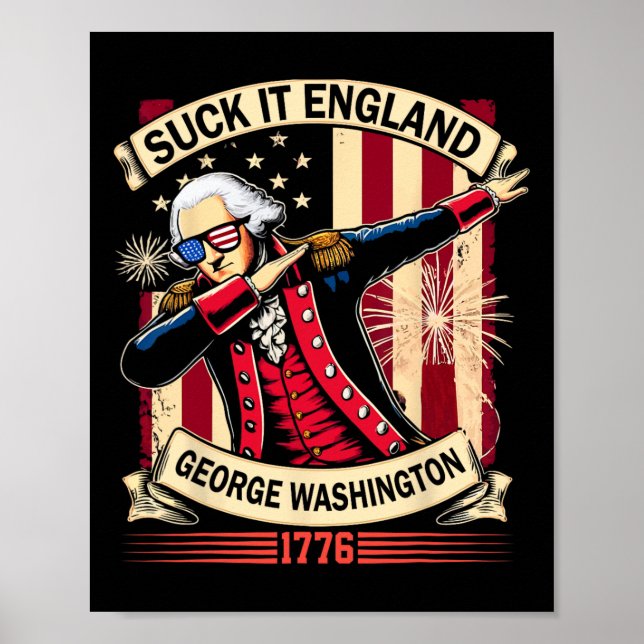 Affiche Suck It England Chemise Usa Drapeau 4 juillet Patr (Devant)