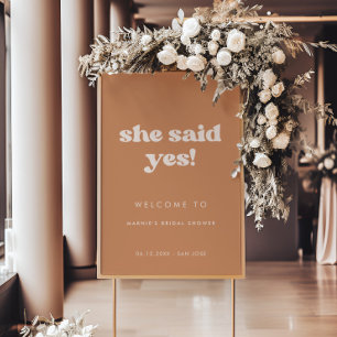 Affiche Sucre Brown élégant Elle a dit oui Fête des mariée
