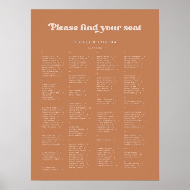 Affiche Sucre Brown élégant Organigramme alphabétique (Devant)