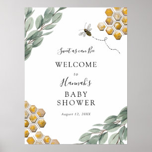 Affiche Sucré comme peut Bee Eucalyptus Baby shower Accuei